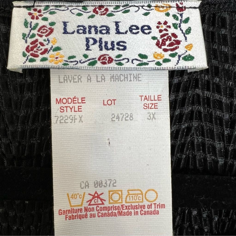 Vintage 80s 90s Lana Lee Plus black crinkly short sleeve top 4X - Picture 8 of 9